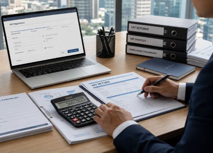 VAT return documents being signed